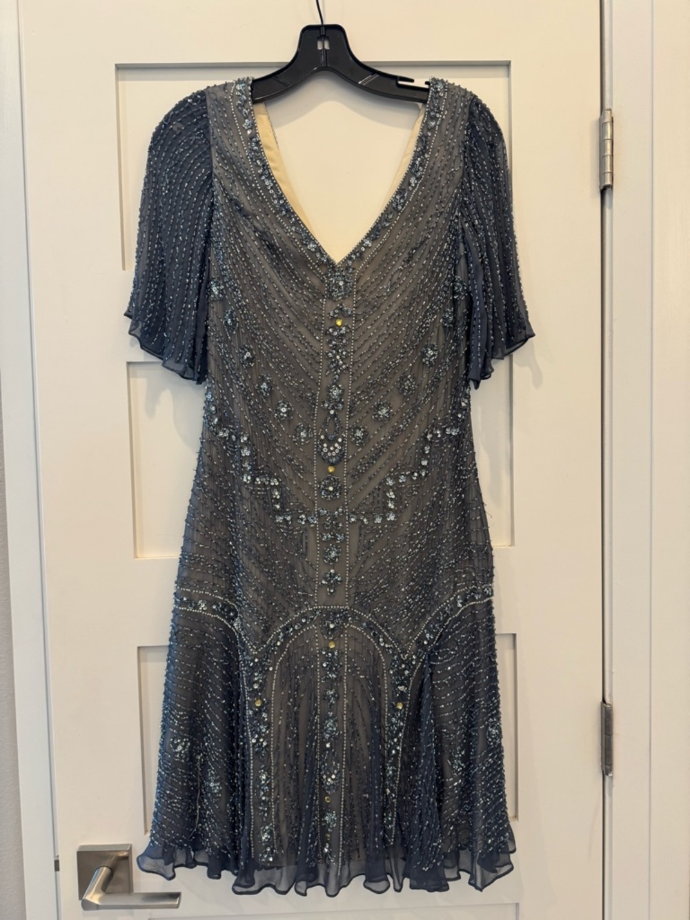 Basix Black Label Beaded Sequin Cocktail Dress Size 2 NWT Art Deco Glam